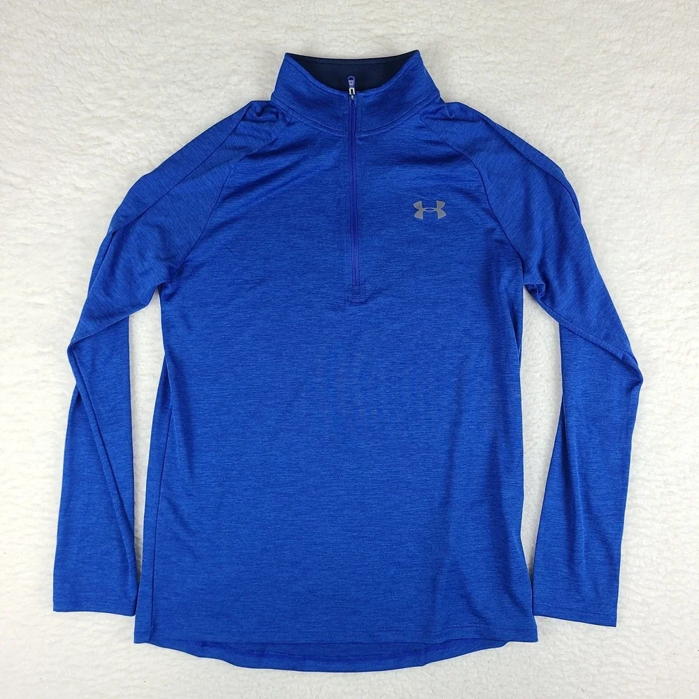 Under Armour Sweater Mens Small Blue Loose Heatgear Performance Tech Golf‎